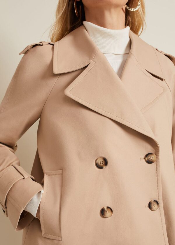 Lola Camel Cropped Trench Jacket
