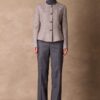 Amelie Crop Jacket Brown and Grey Houndstooth